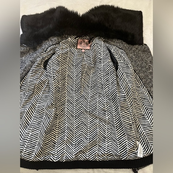 Juicy Couture Tweed Pea Coat w/ Faux Fur Collar S | Holiday Party Chic - Picture 6 of 15